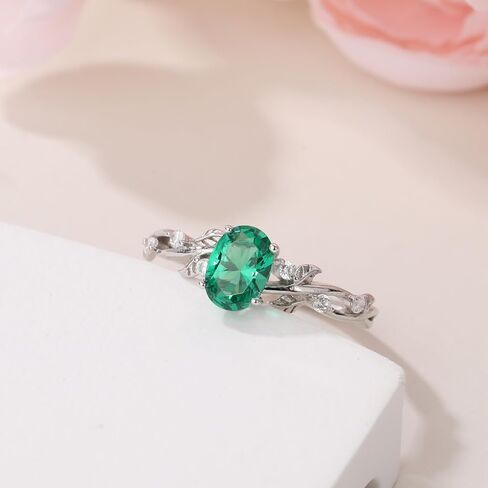 خواتم الخطوبة للنساء 925 الجنيه الفضية الفضية المقطعة البيضاوي المطحون/أسود كوارتز/زفاف الزمر الزمردي وعد بوعد 5-9 in Kuwait