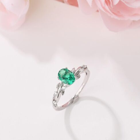 خواتم الخطوبة للنساء 925 الجنيه الفضية الفضية المقطعة البيضاوي المطحون/أسود كوارتز/زفاف الزمر الزمردي وعد بوعد 5-9 in Kuwait