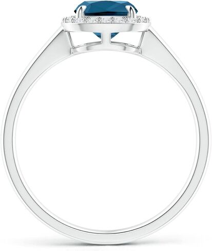 Angara Natural Claw-Set Cushion London Blue Topaz Halo split split shank in 14k solid gold/platinum | نوفمبر المولد ، عيد ميلاد ، المشاركة ، الذكرى السنوية ، هدية مجوهرات الزفاف للنساء in Saudi Arabia