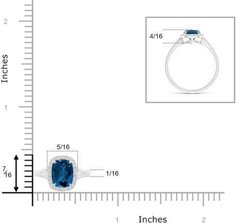 Angara Natural Claw-Set Cushion London Blue Topaz Halo split split shank in 14k solid gold/platinum | نوفمبر المولد ، عيد ميلاد ، المشاركة ، الذكرى السنوية ، هدية مجوهرات الزفاف للنساء in Saudi Arabia