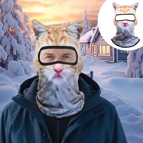 3D Cat Ski Balaclava Sheisty Face Mask مع آذان قناع تزلج لطيف مناسبة للمهرجانات الموسيقية Raves Halloween Party in Saudi Arabia