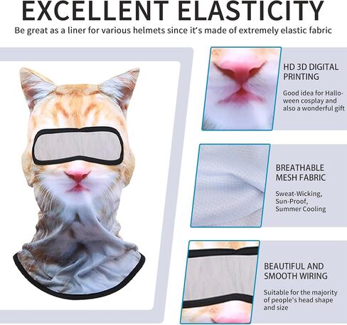 3D Cat Ski Balaclava Sheisty Face Mask مع آذان قناع تزلج لطيف مناسبة للمهرجانات الموسيقية Raves Halloween Party in Saudi Arabia