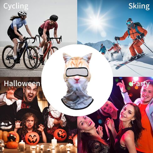 3D Cat Ski Balaclava Sheisty Face Mask مع آذان قناع تزلج لطيف مناسبة للمهرجانات الموسيقية Raves Halloween Party in Saudi Arabia