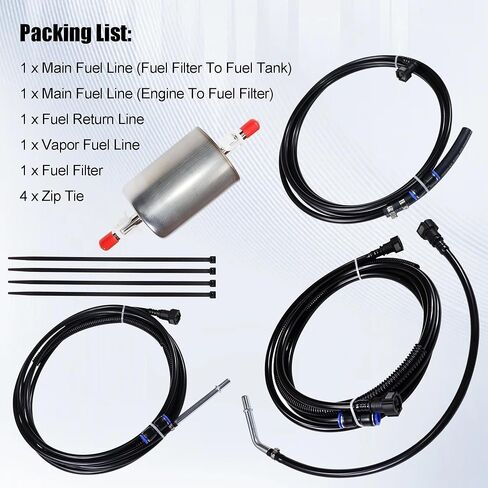 طقم FL-FG0053 خطوط الوقود متوافقة مع Chevy Silverado 1500 2500 GMC Sierra 1500 1999-2003 4.8L 5.3L 6L 8.1L شاحنات بيك آب استبدال FL-FG0053 FG0053 NFR0003 NYLON FUEL LINERS KIT KIT in Kuwait