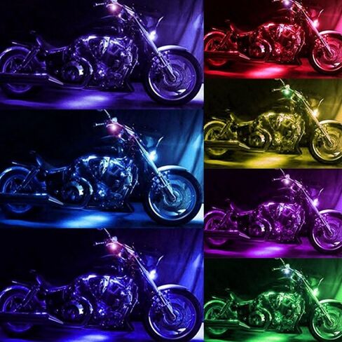 12Pcs Motorcycle LED Light Kit RGB Motorcyle Strips Lighting Waterproof Accent Glow Ground Effect Lights with Wireless Dual Remote for Harley Davidson Honda Kawasaki Suzuki, 1 Year Warranty in Saudi Arabia
