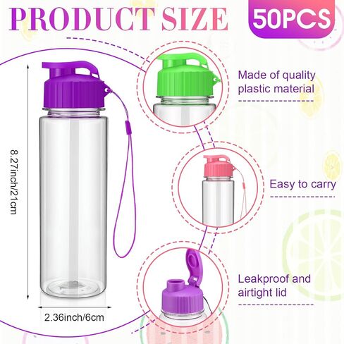 Domensi 50 Pieces Water Bottle Bulk 17 oz Plastic Water Bottles Bulk Sports Adults Kids Reusable Large Water Bottles with Leak Proof Flip Top for Kids Adults School Fitness in Kuwait