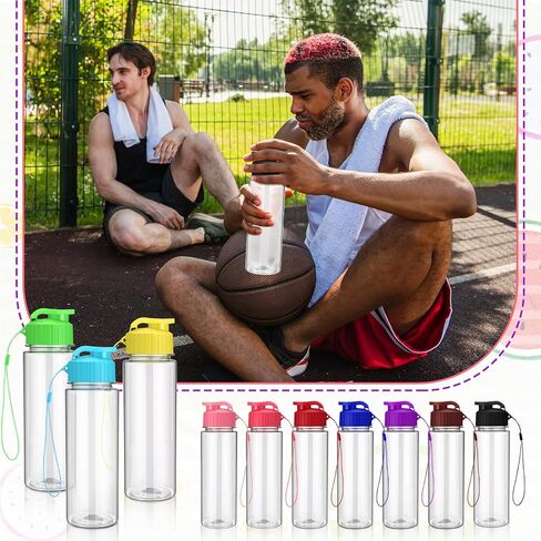Domensi 50 Pieces Water Bottle Bulk 17 oz Plastic Water Bottles Bulk Sports Adults Kids Reusable Large Water Bottles with Leak Proof Flip Top for Kids Adults School Fitness in Kuwait