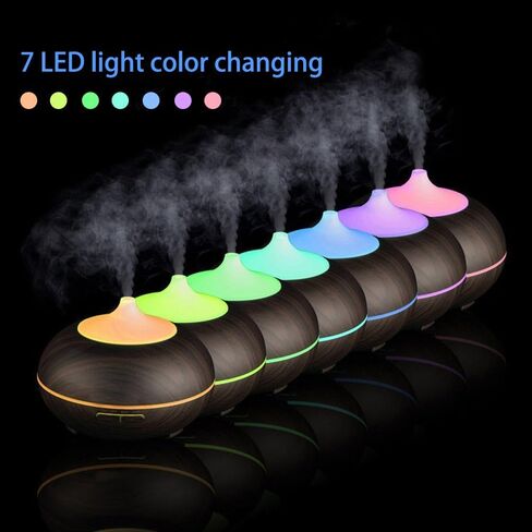 550ml Large Capacity Essential Oil Diffuser with 6 Essential Oil Set, Aromatherapy Ultrasonic Air Humidifier with Timer Setting, 7 Color LED Night Light and Waterless Auto-Off Functions for Home, Spa in Saudi Arabia