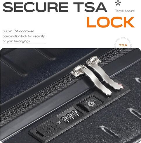 احمل على حقائب 20 بوصة على نطاق واسع حقيبة خفيفة الوزن مع قفل TSA ، عجلات دوار مزدوجة ، منفذ USB ، حامل الكأس ، الخطاف الجانبي (أسود ، مجموعات 3 قطع) in Kuwait