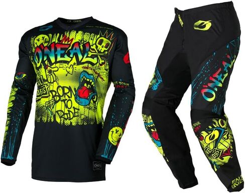 O'Neal 2025 Youth Kids Element Element Attack Jersey Pant Motocross Offroad Gear Combo Black/White (Youth Small/W22) in Saudi Arabia
