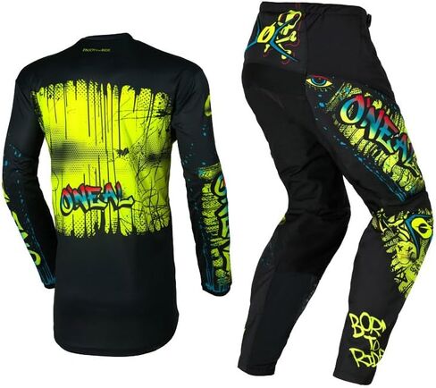 O'Neal 2025 Youth Kids Element Element Attack Jersey Pant Motocross Offroad Gear Combo Black/White (Youth Small/W22) in Saudi Arabia