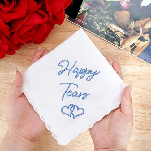 Wedding Handkerchief Happy Tears Handkerchief 11.8x11.8 inches for Bride and Mother of the Bride Gifts in Saudi Arabia