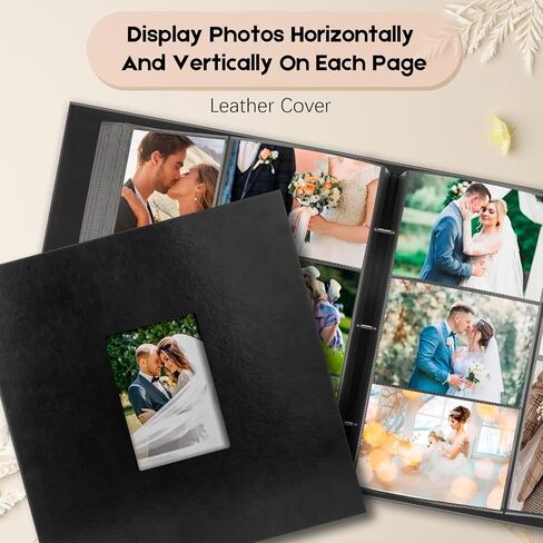 1000 جيب ألبوم صورة 4x6 جلدية ، وسعة كبيرة إضافية تحمل 1000 صورة أفقية ورأسية ، وحمض خالي من الصفحات غير العصي مع النافذة الأمامية ، مثالية لذكريات عائلة الزفاف (أسود) in Kuwait