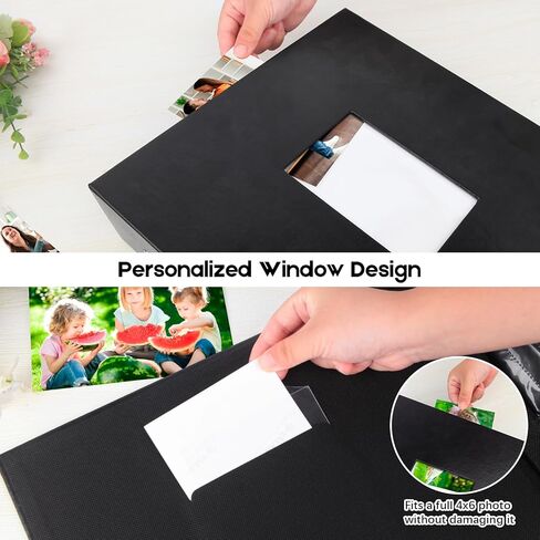1000 جيب ألبوم صورة 4x6 جلدية ، وسعة كبيرة إضافية تحمل 1000 صورة أفقية ورأسية ، وحمض خالي من الصفحات غير العصي مع النافذة الأمامية ، مثالية لذكريات عائلة الزفاف (أسود) in Kuwait