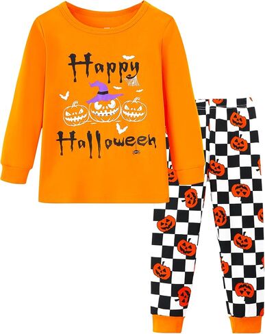 Mikrdoo Boys Pajamas 2-Piece Tagless Snug-Fit Cotton PJs Set Soft Cozy Long Sleeve Top and Pants Sleepwear Size 2-12 Years in Kuwait