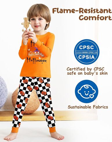 Mikrdoo Boys Pajamas 2-Piece Tagless Snug-Fit Cotton PJs Set Soft Cozy Long Sleeve Top and Pants Sleepwear Size 2-12 Years in Kuwait