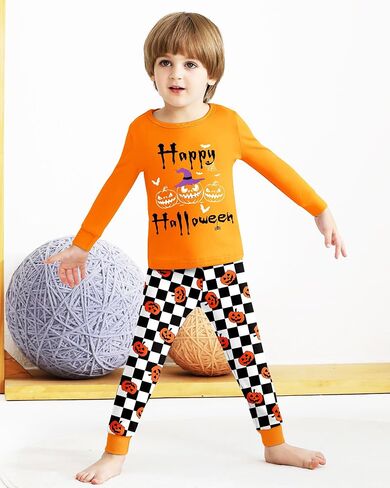 Mikrdoo Boys Pajamas 2-Piece Tagless Snug-Fit Cotton PJs Set Soft Cozy Long Sleeve Top and Pants Sleepwear Size 2-12 Years in Kuwait