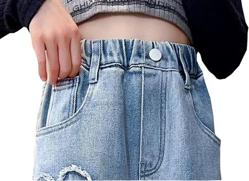 الفتيات جميل نمط القلب طباعة سراويل الخصر مرنة مرنة DENIM eide-eide-leg سروال جان مع جيوب in Saudi Arabia