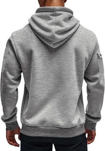 رجال تجريب الصوف الرياضي هوديي هوديي طويل الأكمام الطويلة الربع الأساسي zip pullover sweatshirt مع جيب الكانغا in Kuwait