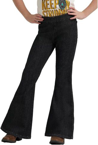 Wrangler X Girls 'Lainey Wilson سحب على Bell Bottom Jean - غسل الأسود in Saudi Arabia