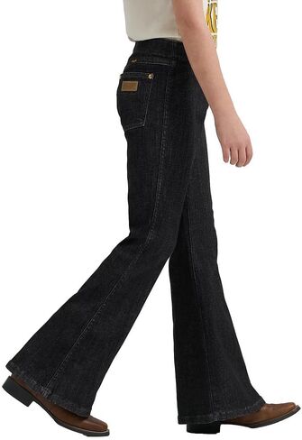 Wrangler X Girls 'Lainey Wilson سحب على Bell Bottom Jean - غسل الأسود in Saudi Arabia