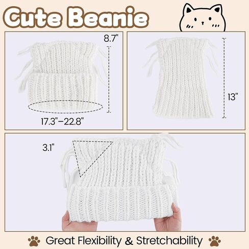 Babalet Cat Ear Beanie for Women Winter Winter Cap Cap chunky crochet hat hat tlouchy fox hat women winter strendy head leady in Kuwait