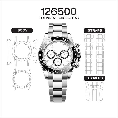 Inco Watch Protection Film متوافق مع المرجع. 126500 Rolex Daytona-2-Pack TPU Guard for Case & Bracelet ، Flusy Infible Finish ، Anti-scratch in Kuwait