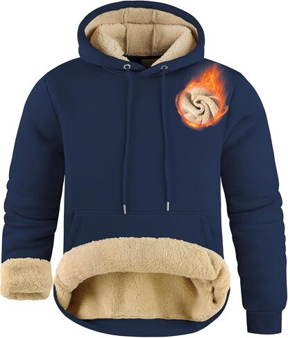 Zity Men Pullover Hoodie Sweatshirts sherpa sherpa مبطن Kangaroo جيب الشتاء المقاومة للرياح الصوف الدافئ رياضي رياضي in Kuwait