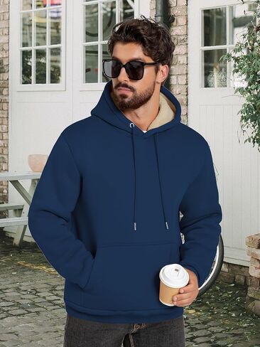 Zity Men Pullover Hoodie Sweatshirts sherpa sherpa مبطن Kangaroo جيب الشتاء المقاومة للرياح الصوف الدافئ رياضي رياضي in Kuwait