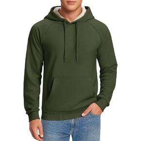 Cavva Men's Sweatshirt Sherpa Fleece Lined Warm Thermal Winter Workwear Mens Windproof Heavyweight Hoodie Pullover in Kuwait