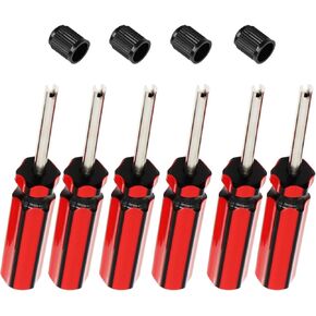 6 Pcs Valve Core Removal Tool w/ 4 Tire Valve dust Cap Automotive Car Motorcycle Truck Bike Screwdriver Valve Stem Core Remover Tire Repair Install Tool in Saudi Arabia