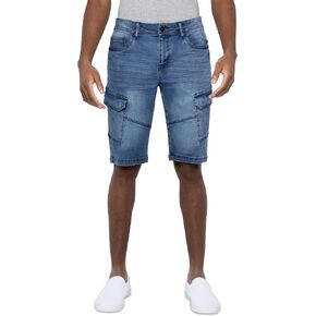 X Ray Men's 12 "Slim Fit Casual Denim Cargo Short ، 6 جيوب تمتد راحة شورت Jean Cargo للرجال in Kuwait