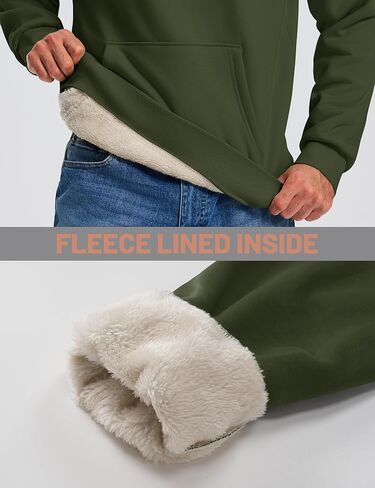 Cavva Men's Sweatshirt Sherpa Fleece Lined Warm Thermal Winter Workwear Mens Windproof Heavyweight Hoodie Pullover in Kuwait