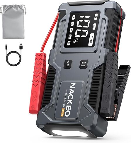 All-in-One Car Battery Jump Starter 6000A 20000mAh with Built-in Smart Jumper Cables, Car Jump Starter Jump Box Portable Jumper Cables for car (9.0L Gas/7.0L Diesel), LCD Display, Fast Charge, Lights in Kuwait
