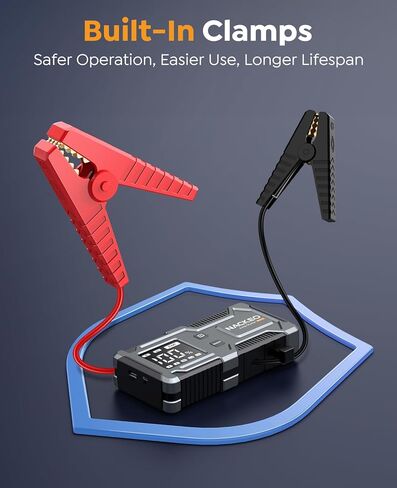 All-in-One Car Battery Jump Starter 6000A 20000mAh with Built-in Smart Jumper Cables, Car Jump Starter Jump Box Portable Jumper Cables for car (9.0L Gas/7.0L Diesel), LCD Display, Fast Charge, Lights in Kuwait