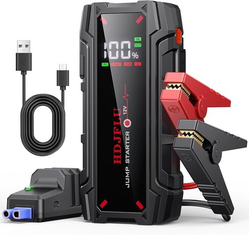 6000A Portable Car Jump Starter, Battery Jumper Starter for 8L Gas & 6L Diesel Engines, 10 Safety Protections, 12V Jump Box with USB, LED Light, Military-Grade Clamps for Trucks SUV RVs Boats in Kuwait