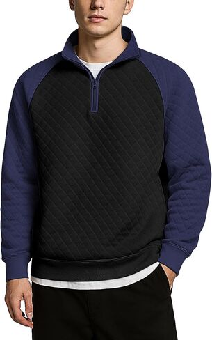Coofandy Mens Quarter Zip pullover sweatshirt sweatshirt متماسكة سترة طويلة الأكمام سترة نصف الرمز البليو بالبلوز مع جيب in Saudi Arabia