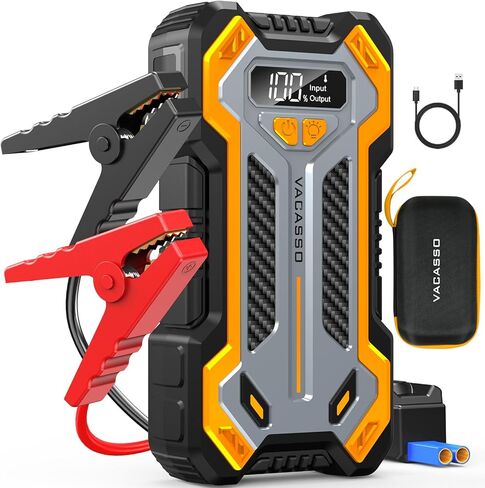 Car Jump Starter, 5000A Car Battery Jump Starter for Up to 10L Gas and 8L Diesel Engines, 12V Portable Jumper Starter Power Pack with Booster Car Starter Jump Box, LED Light, Jumper Cable in Kuwait