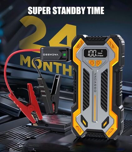 Car Jump Starter, 5000A Car Battery Jump Starter for Up to 10L Gas and 8L Diesel Engines, 12V Portable Jumper Starter Power Pack with Booster Car Starter Jump Box, LED Light, Jumper Cable in Kuwait