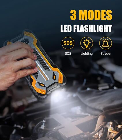 Car Jump Starter, 5000A Car Battery Jump Starter for Up to 10L Gas and 8L Diesel Engines, 12V Portable Jumper Starter Power Pack with Booster Car Starter Jump Box, LED Light, Jumper Cable in Kuwait