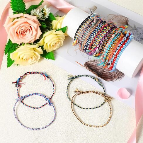 30pcs Woven Wrap Friends Friends Bracelets مصنوعة يدويًا قابلة للتعديل ملونة للسكان القطن حبل القطن المجوهرات المجوهرات in Kuwait