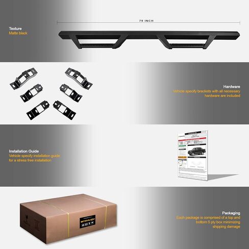 642167818984 Compatible with 2005-2022 Toyota Tacoma Double (Crew) Cab Hoop Drop Step Side Nerf Bars Rail Running Boards v2 - Matte Black in Saudi Arabia