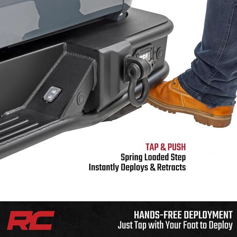 Rough Country Retractable Bed Step for Jeep Gladiator JT (2020–2025) - Manual Tailgate Drop Step, 6" Non-Slip Step Surface, Bolt-On Install in Saudi Arabia