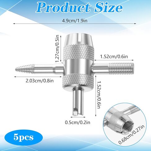 5 Pcs 4-Way Valve Core Tool, Tyre Valve Removal Tool Tire Stem Core Wrench Tire Stem Remover Puller Repair Tools for Bicycle Bike Automobile Car Motorcycle in Saudi Arabia