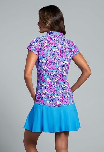 IBKUL Athleisure Wear Sun Protective UPF 50+ Icefil Cooling Allana Print Tulip Sleeve Polo - 45112 in Saudi Arabia
