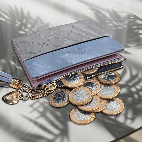 محفظة جلدية للنساء حامل بطاقة Bifold مع محفظة صغيرة مع محفظة Coin Coin Coin Pocket Multicard محفظة عملة (Pink) in Saudi Arabia
