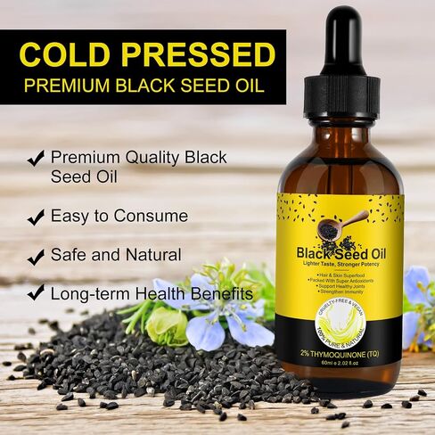 Black Seed Oil, Natural Pure Cold Pressed Black Seed Oil for Hair Growth and Skin Care 2.02 Fl Oz in Saudi Arabia