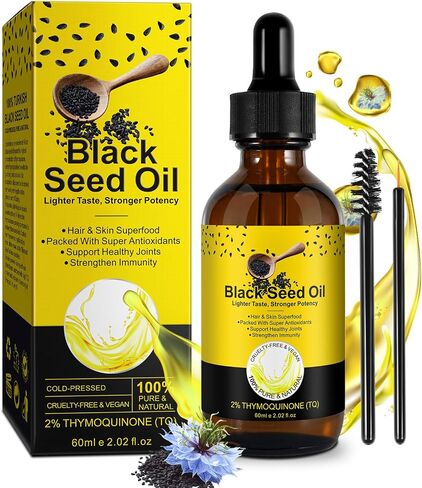 Black Seed Oil, Natural Pure Cold Pressed Black Seed Oil for Hair Growth and Skin Care 2.02 Fl Oz in Saudi Arabia