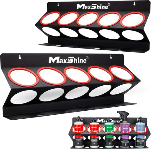 Maxshine Universal تفاصيل حامل زجاجة رذاذ - تفاصيل الهاتف المحمول ومنظم مرآب السيارات ، يحمل 5 رشاشات (16/32 أوقية) مع 4 ثقوب صغيرة ، تصميم خفيف الوزن ، تصاعد الجدار السهل (مجموعة 2) in Saudi Arabia