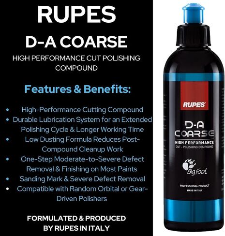 RUPES 5 Pack of High Performance Orbital Polishing Compounds - Includes 250 Milliliter Bottles of D-A Coarse, D-A Fine, UNO Protect, UNO Pure and Uno Advanced in Saudi Arabia